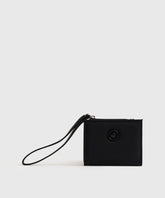 Billetera Pequeña Street de Lounge, pequeña billetera de nylon negra con lanyard y compartimientos para tarjetas y monedas.
