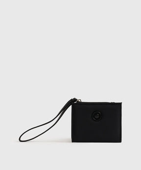 Billetera Pequeña Street de Lounge, pequeña billetera de nylon negra con lanyard y compartimientos para tarjetas y monedas.