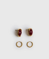Set Aros Piedra de acero inoxidable de Lounge, incluye aros trenzados y con piedra al centro.