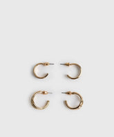 Set Aros Argollas Street de Lounge: dos pares de argollas pequeñas con diseño doble y color diferente.