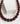 Collar Extra Largo de Lounge con piedras de diferentes tamaños, en tonos rojo oscuro, sobre fondo blanco.