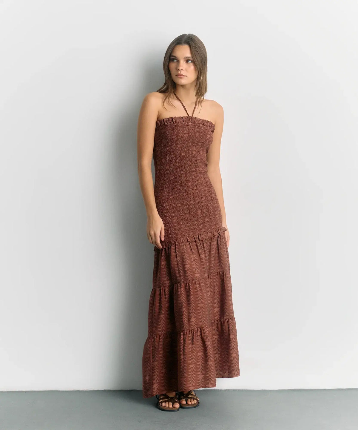 Vestido Largo Strapless Panal Paradiso