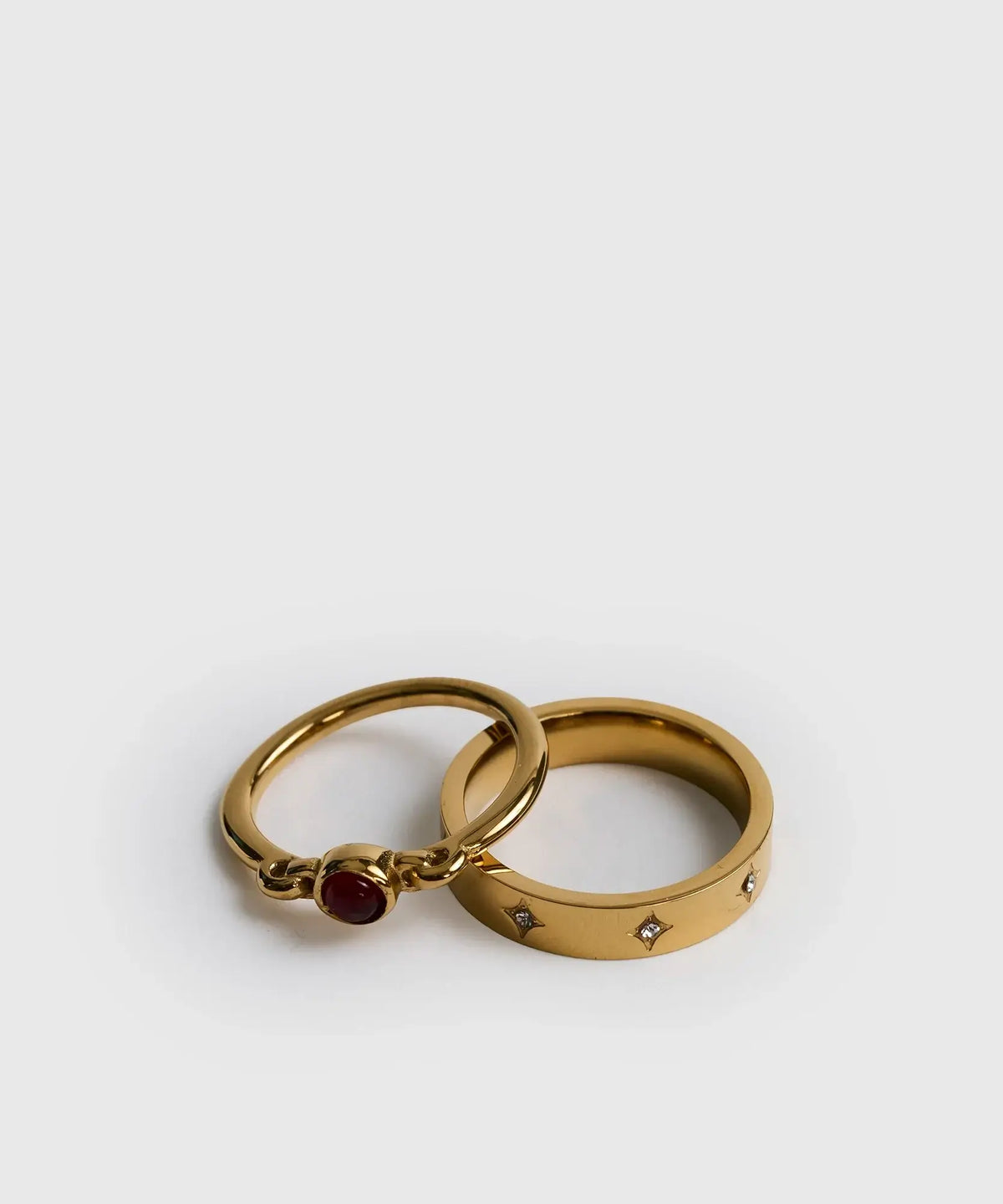 Set Anillos Strass de Lounge, anillos de acero inoxidable con piedra y strass.