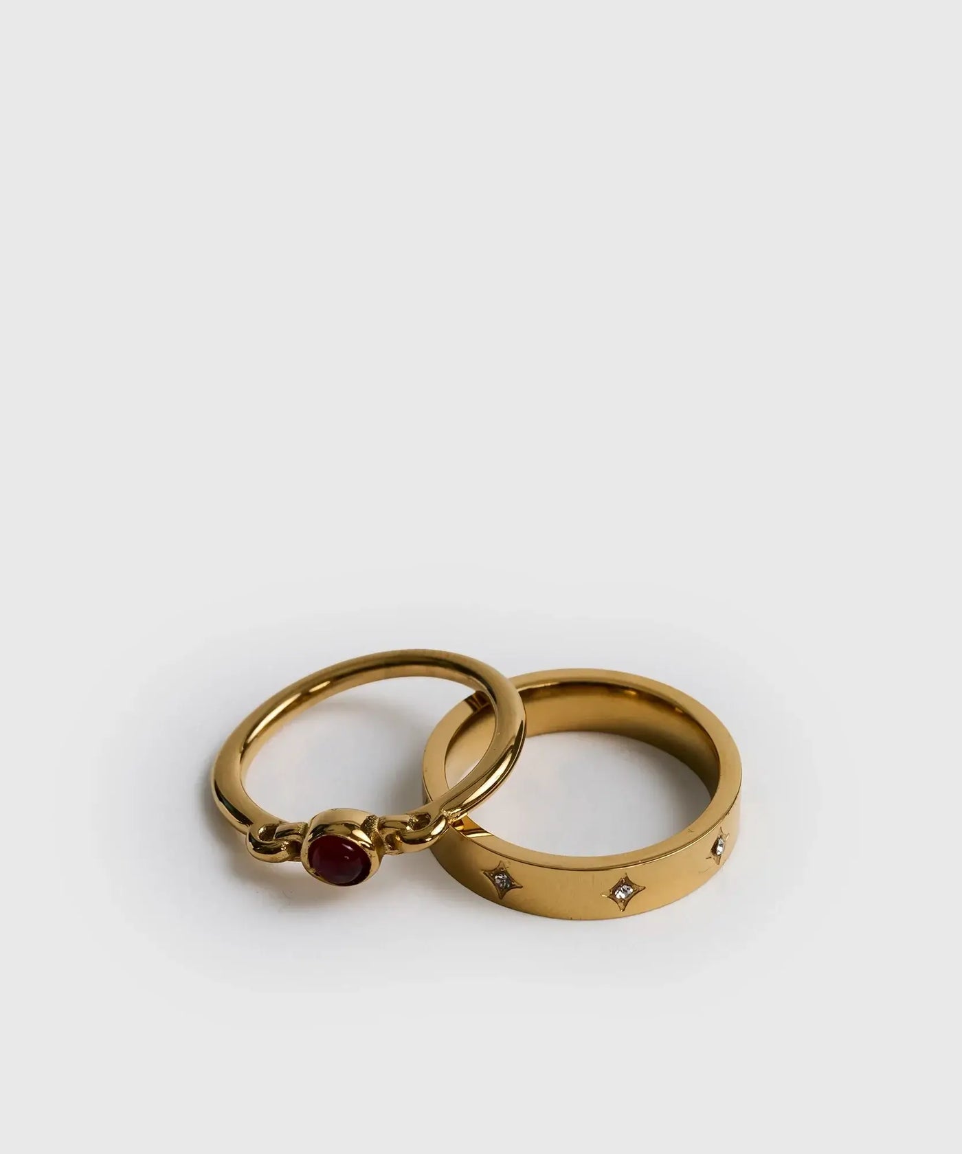 Set Anillos Strass de Lounge, anillos de acero inoxidable con piedra y strass.