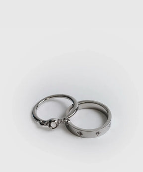 Set Anillos Strass de acero inoxidable con diseño de piedra y strass, marca Lounge.