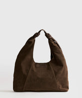 Cartera De Hombro Medialuna Nudo Suede Woman