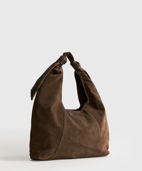 Cartera De Hombro Medialuna Nudo Suede Woman