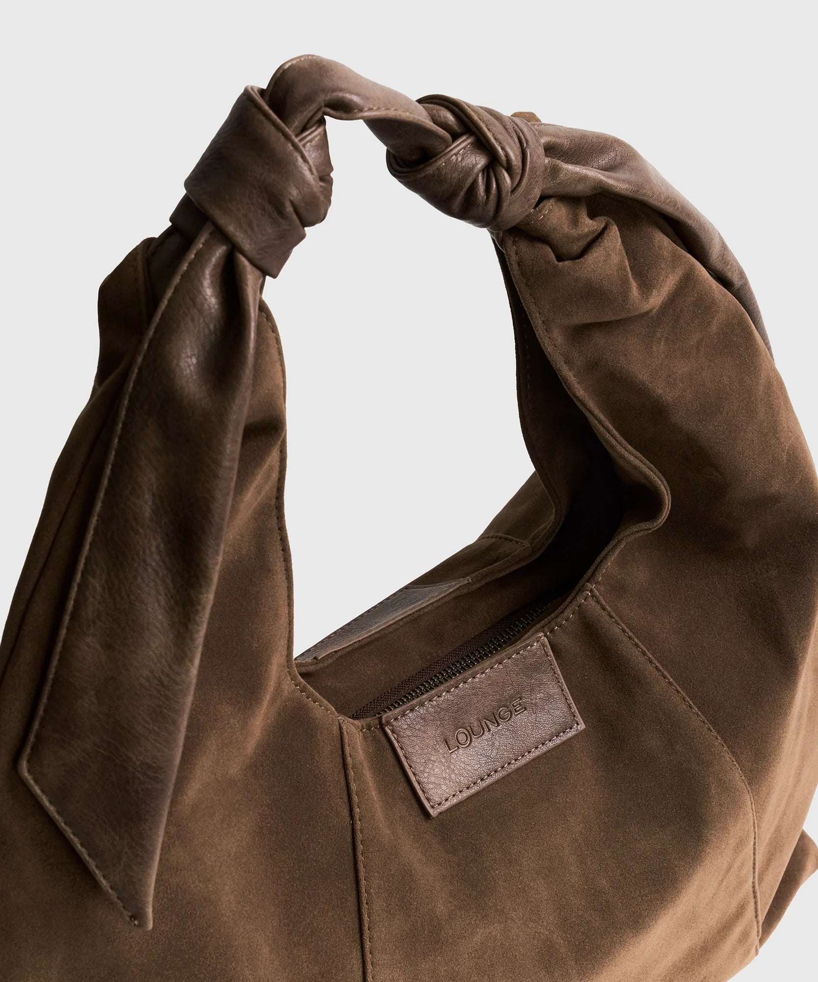 Cartera De Hombro Medialuna Nudo Suede Woman