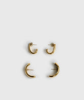 Set Aros Argollas Doble de acero inoxidable de marca Lounge, incluye 2 pares en diseño doble y semi argollas gruesas.