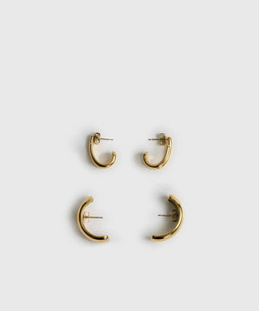 Set Aros Argollas Doble de acero inoxidable de marca Lounge, incluye 2 pares en diseño doble y semi argollas gruesas.