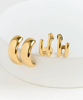 Set Aros Argollas Doble en acero inoxidable, incluye argollas gruesas y diseño doble de la marca Lounge.