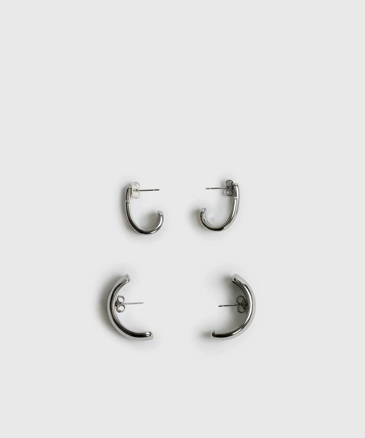 Set Aros Argollas Doble de acero inoxidable, incluye diseño doble y semi argollas gruesas - marca Lounge