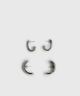 Set Aros Argollas Doble de acero inoxidable, incluye diseño doble y semi argollas gruesas - marca Lounge