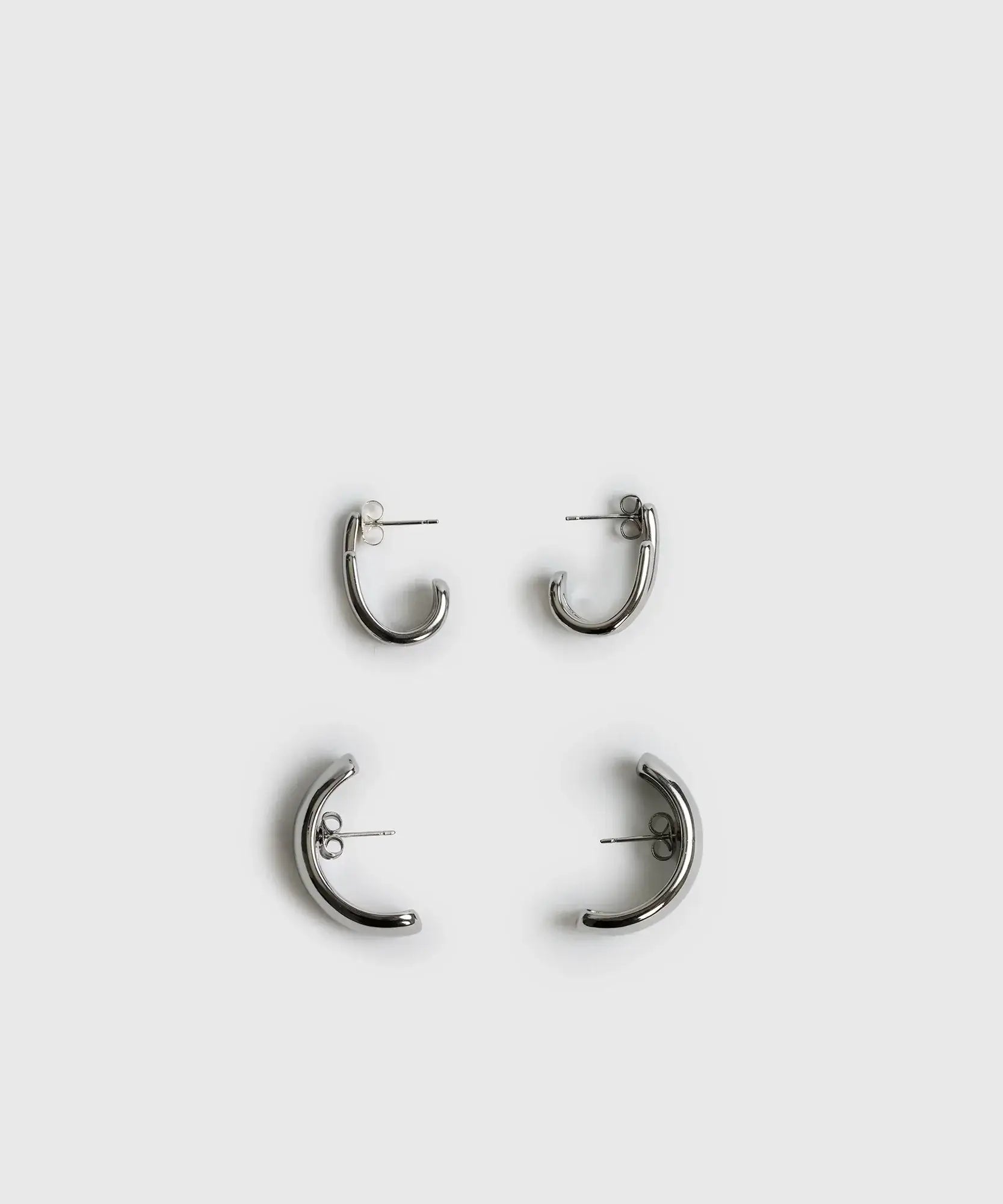 Set Aros Argollas Doble de acero inoxidable, incluye diseño doble y semi argollas gruesas - marca Lounge