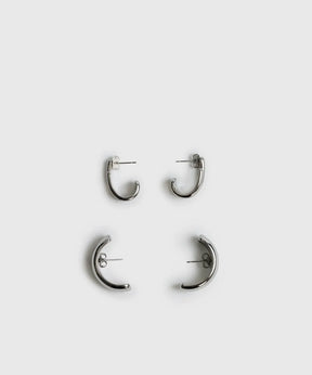 Set Aros Argollas Doble de acero inoxidable, incluye diseño doble y semi argollas gruesas - marca Lounge