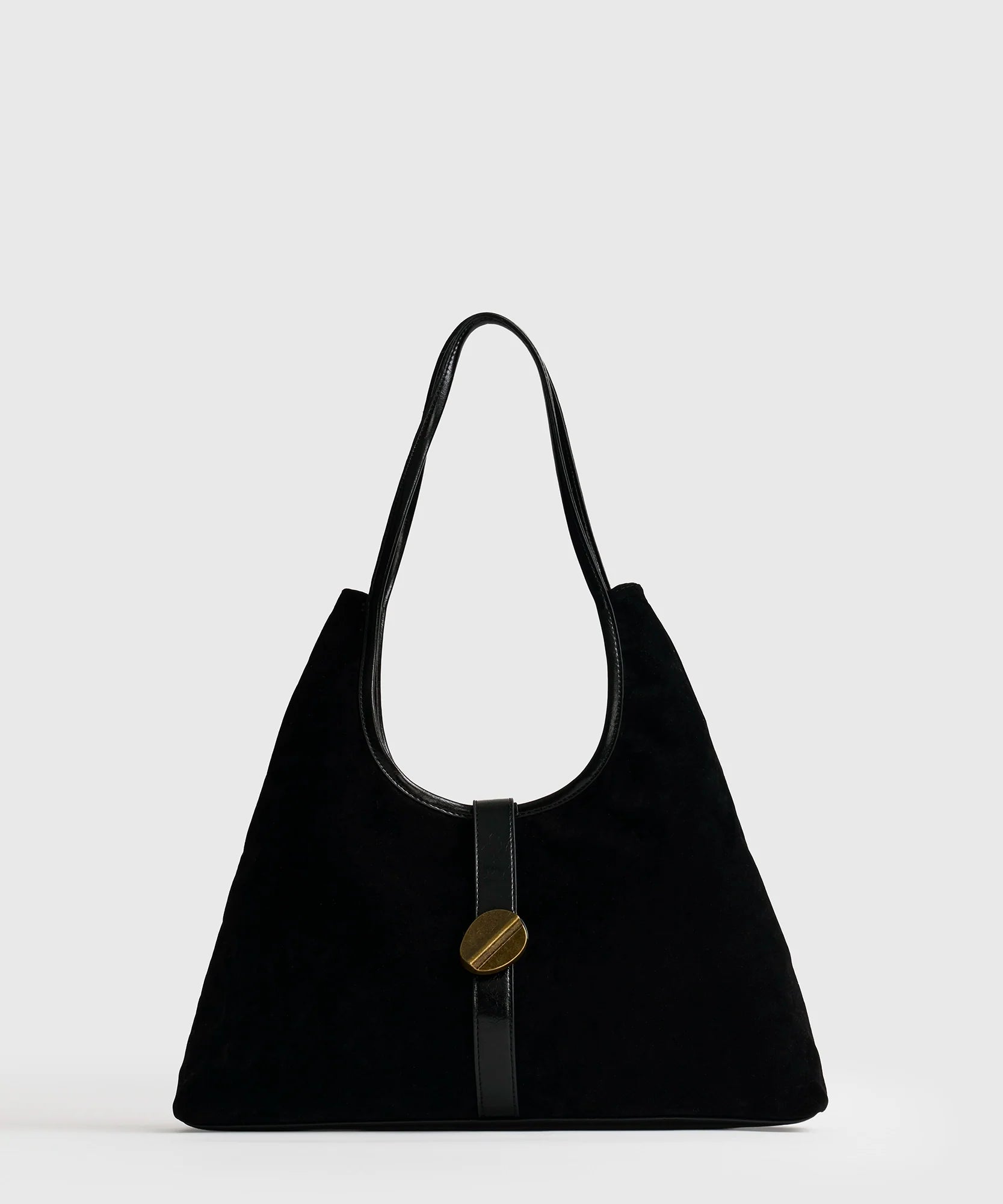 Cartera De Hombro Fake Suede Broche