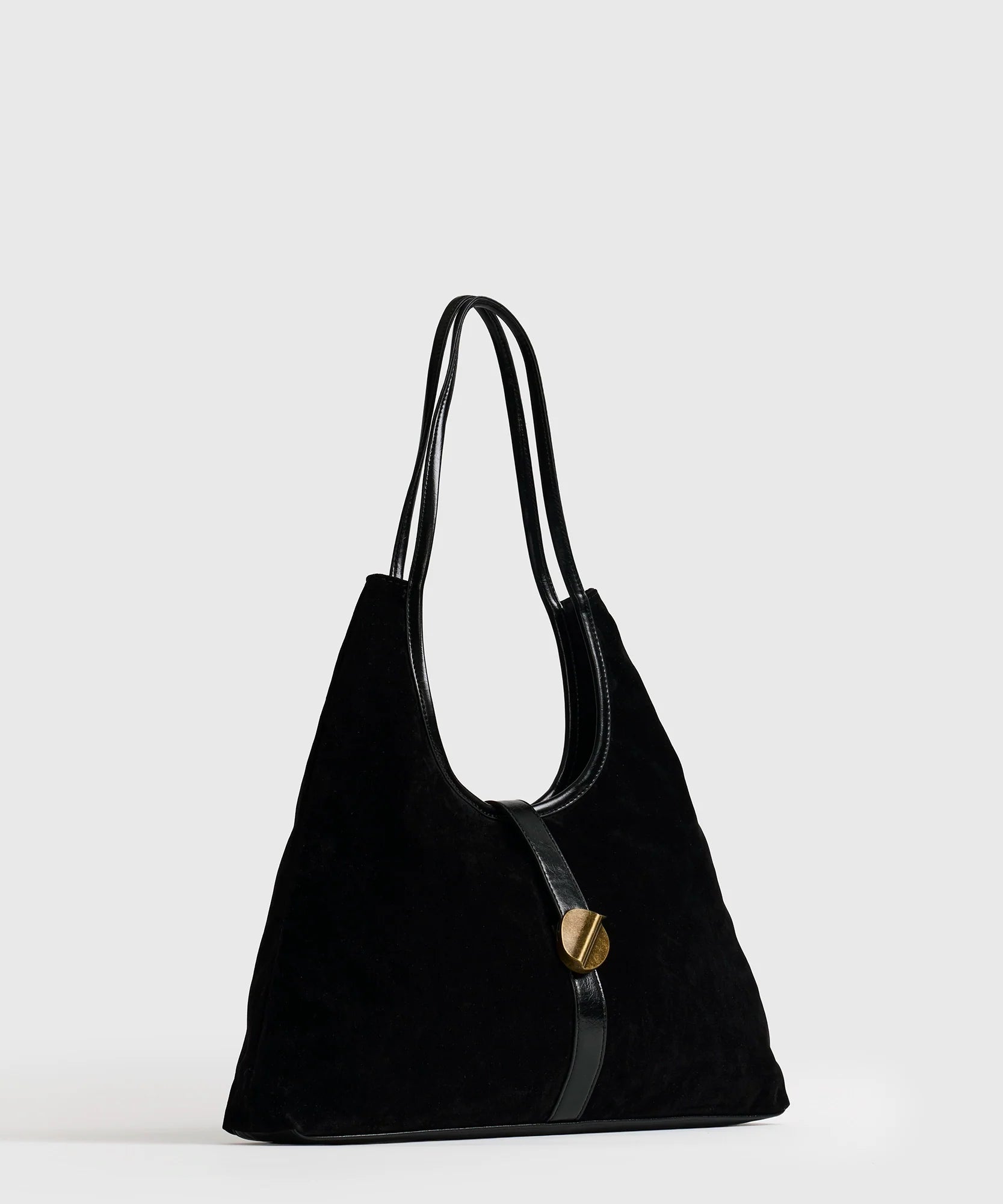 Cartera De Hombro Fake Suede Broche