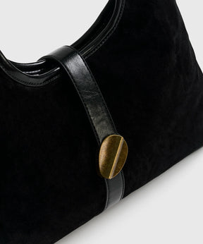 Cartera De Hombro Fake Suede Broche