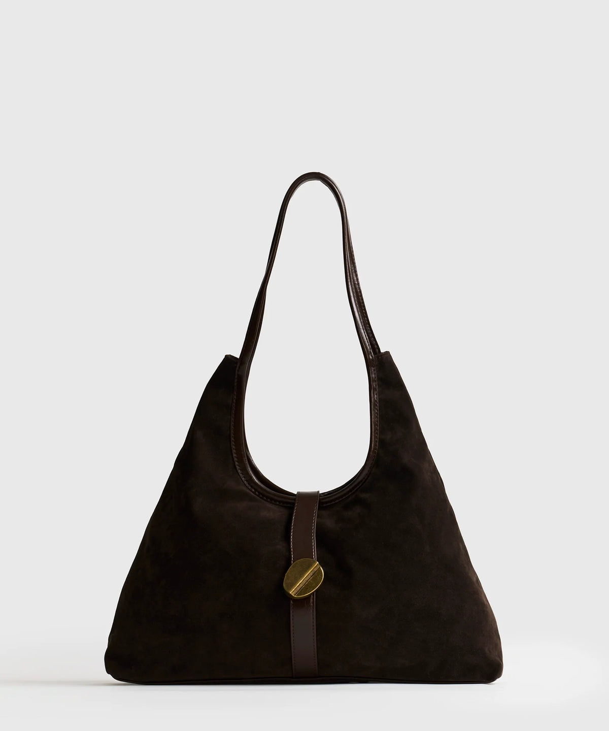 Cartera De Hombro Fake Suede Broche