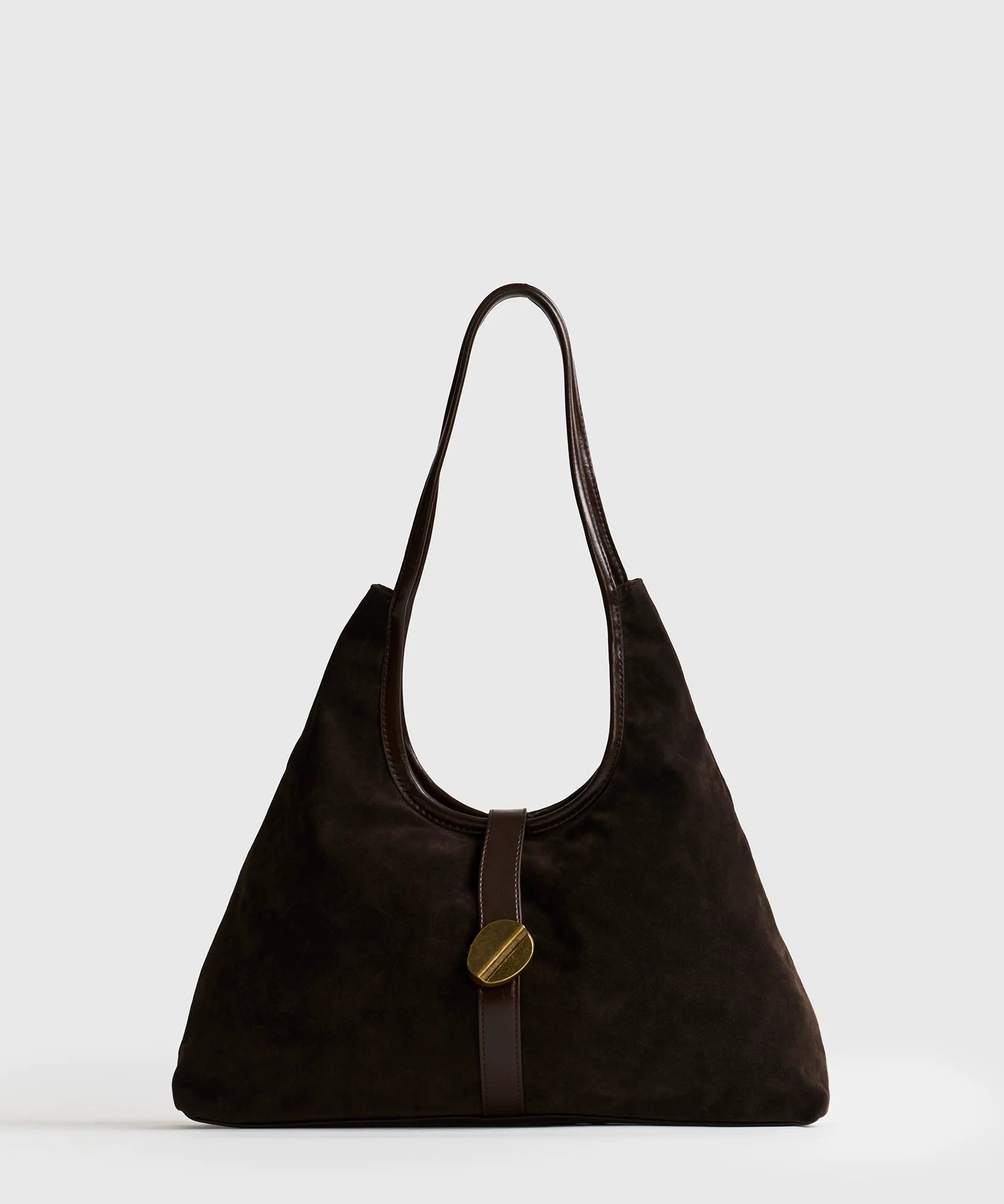 Cartera De Hombro Fake Suede Broche