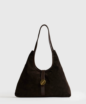 Cartera De Hombro Fake Suede Broche