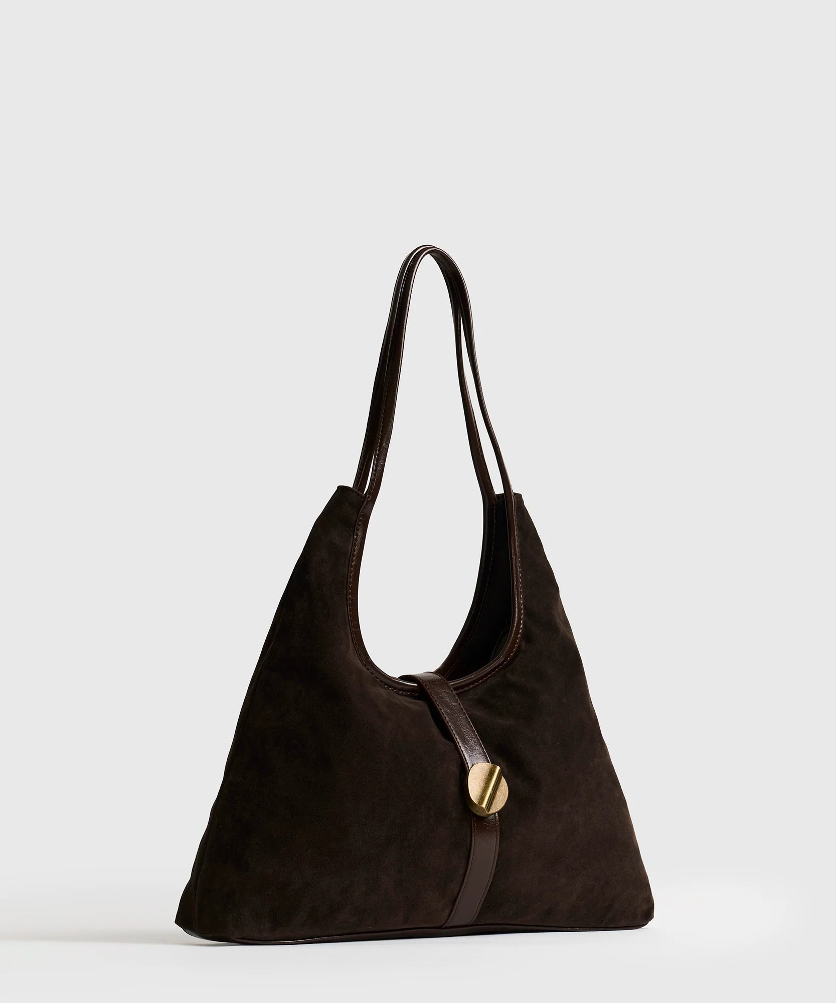 Cartera De Hombro Fake Suede Broche