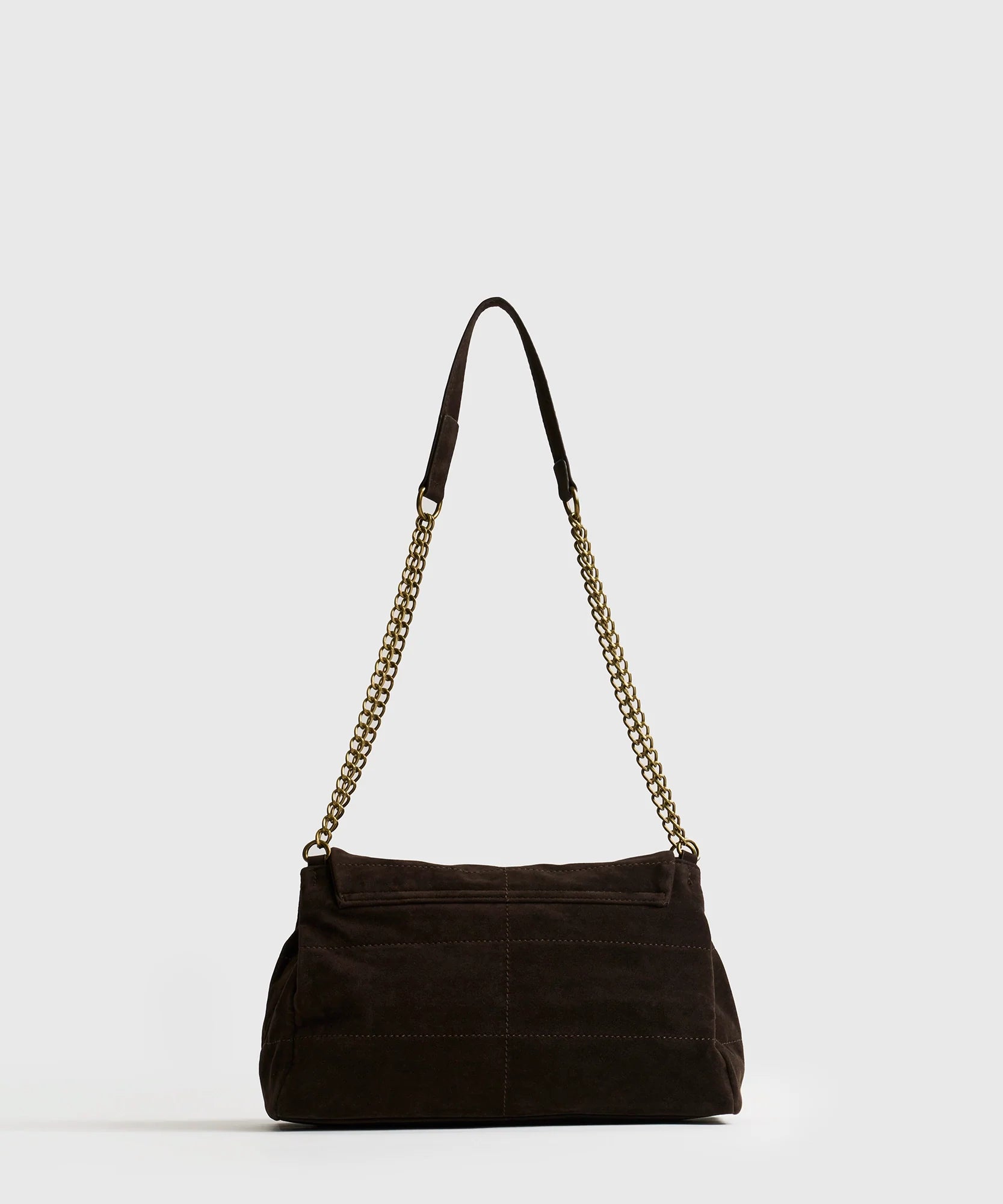 Cartera De Hombro Fake Suede Costuras