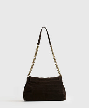 Cartera De Hombro Fake Suede Costuras