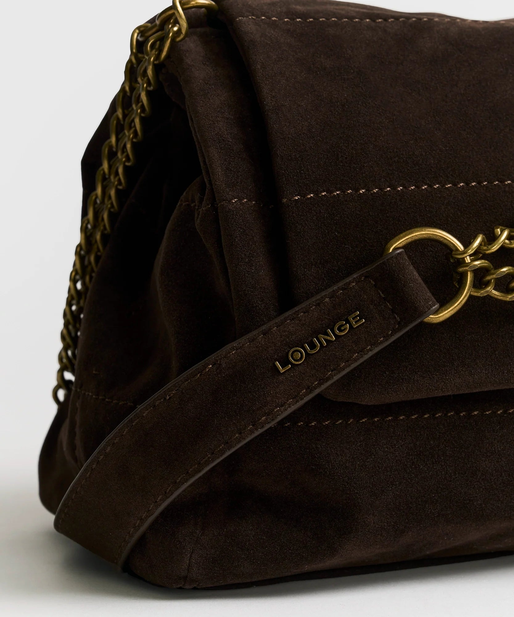 Cartera De Hombro Fake Suede Costuras