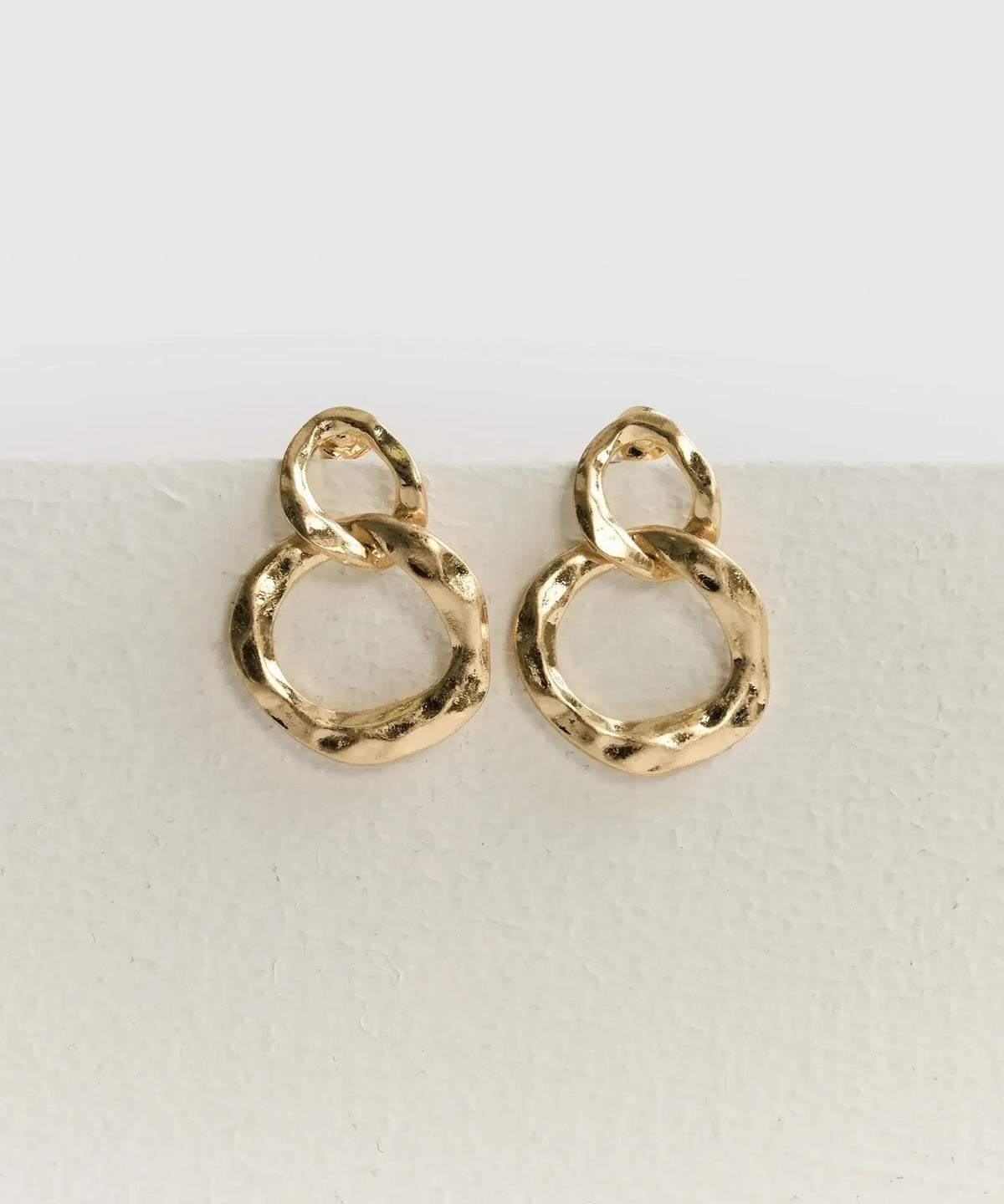 Aros Doble Círculo Machacados - Dorado