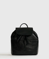 Mochila Icons Woman de Lounge, negro, mediana con bolsillo frontal y cierre de cordón ajustable.