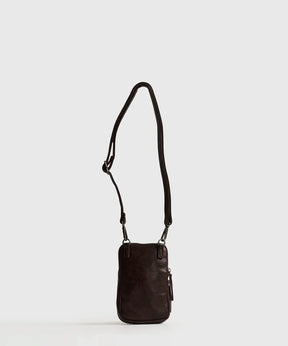 Mini Cartera Icons Woman de Lounge, bolso de teléfono con strap removible y cierre, color marrón.