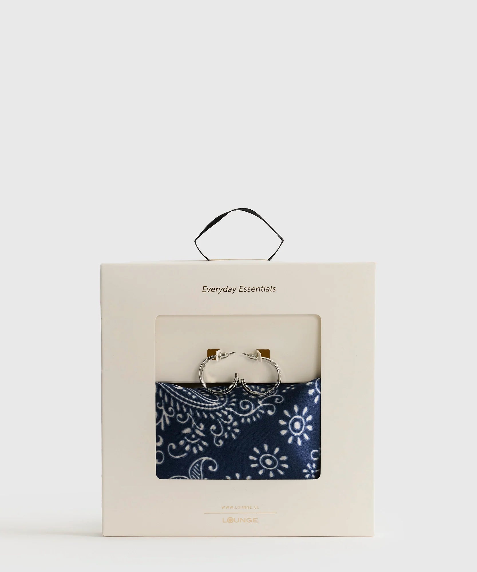 Set Pañuelo Y Aros Estampado Y Argollas Semiabiertas