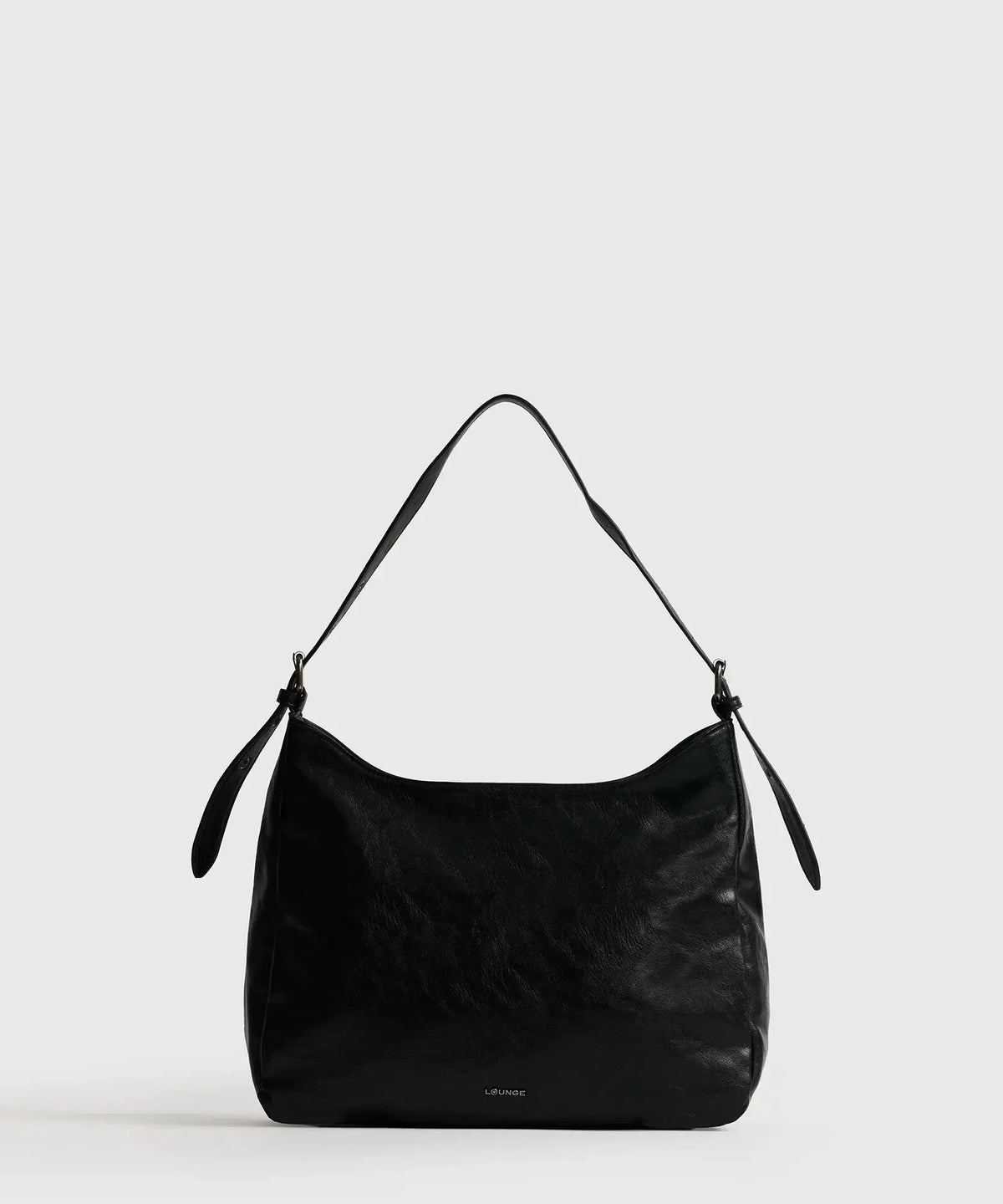 Cartera De Hombro Eclat negra de Lounge, bolso cuadrado con strap ajustable y amplio espacio para organización.