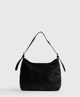 Cartera De Hombro Eclat negra de Lounge, bolso cuadrado con strap ajustable y amplio espacio para organización.