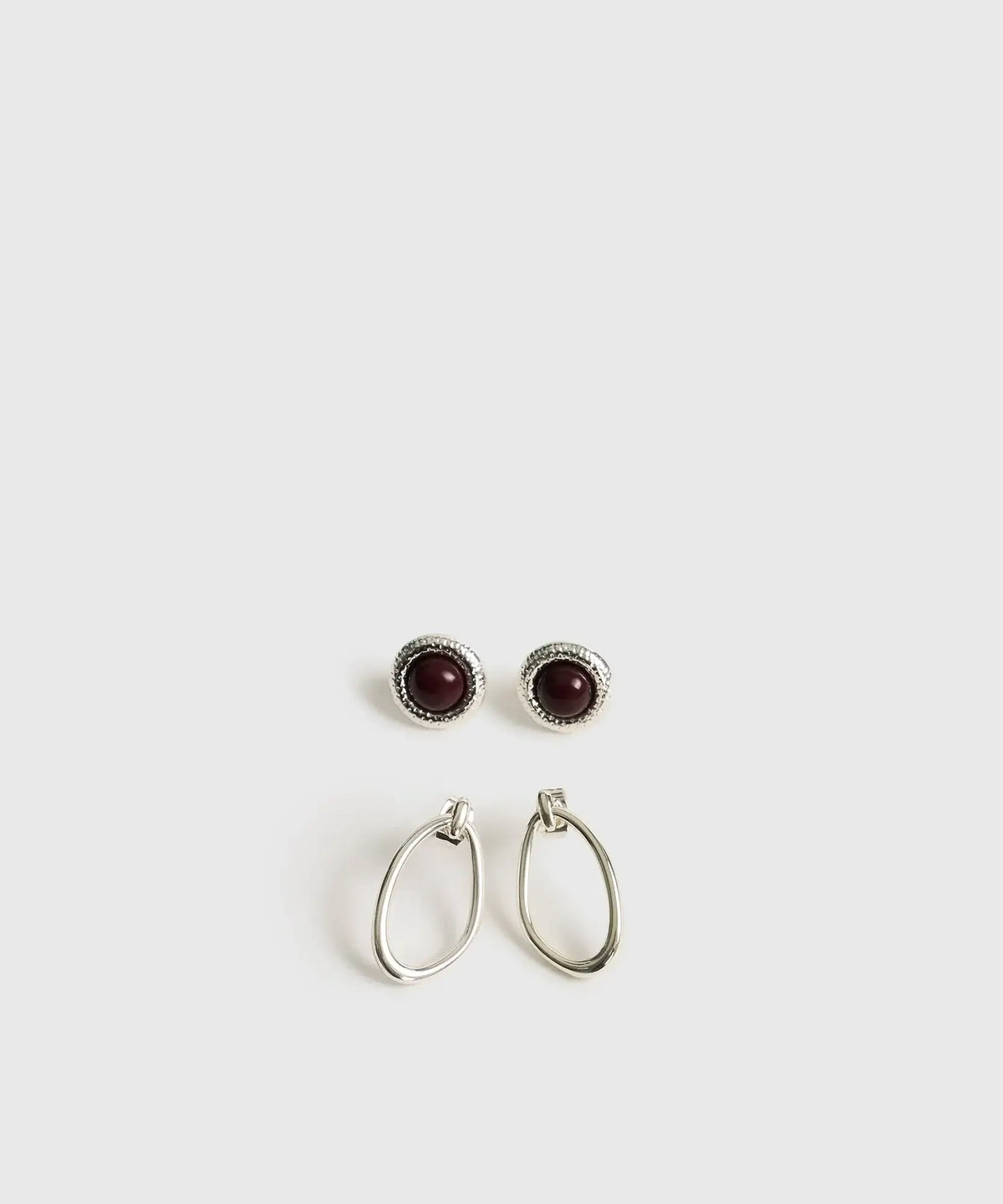 Set Aros Acero Inoxidable Piedra