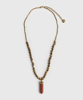 Collar Colgante Woman de mostacillas dorado con charm decorativo, marca Lounge.
