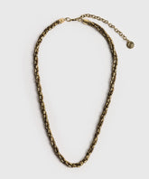Collar Mostacillas Trenzadas dorado de Lounge con tres cadenas de mostacillas trenzadas.