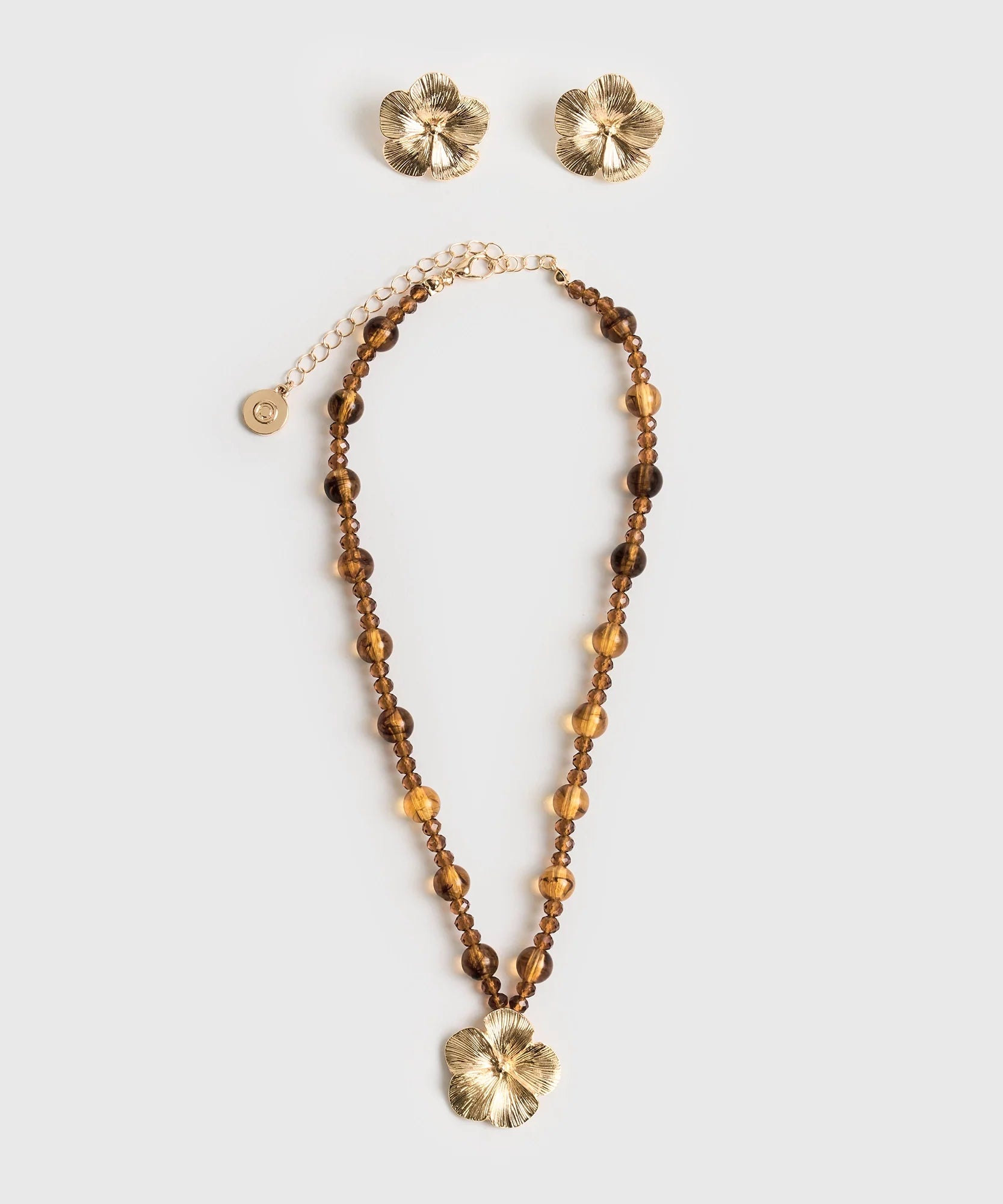 Set Collar Y Aros Caja Flores