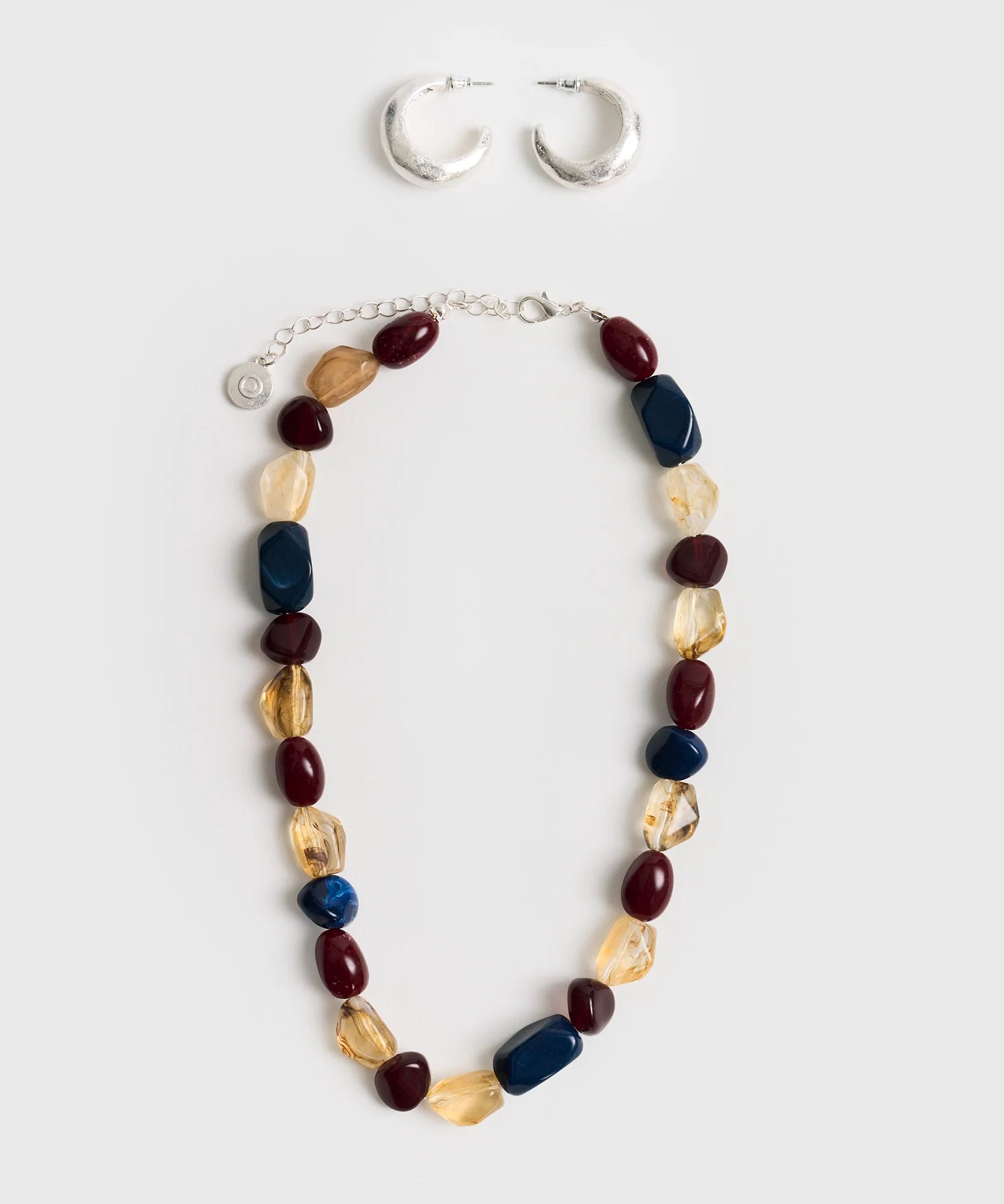 Set Collar Y Aros Caja Argolla Y Piedras
