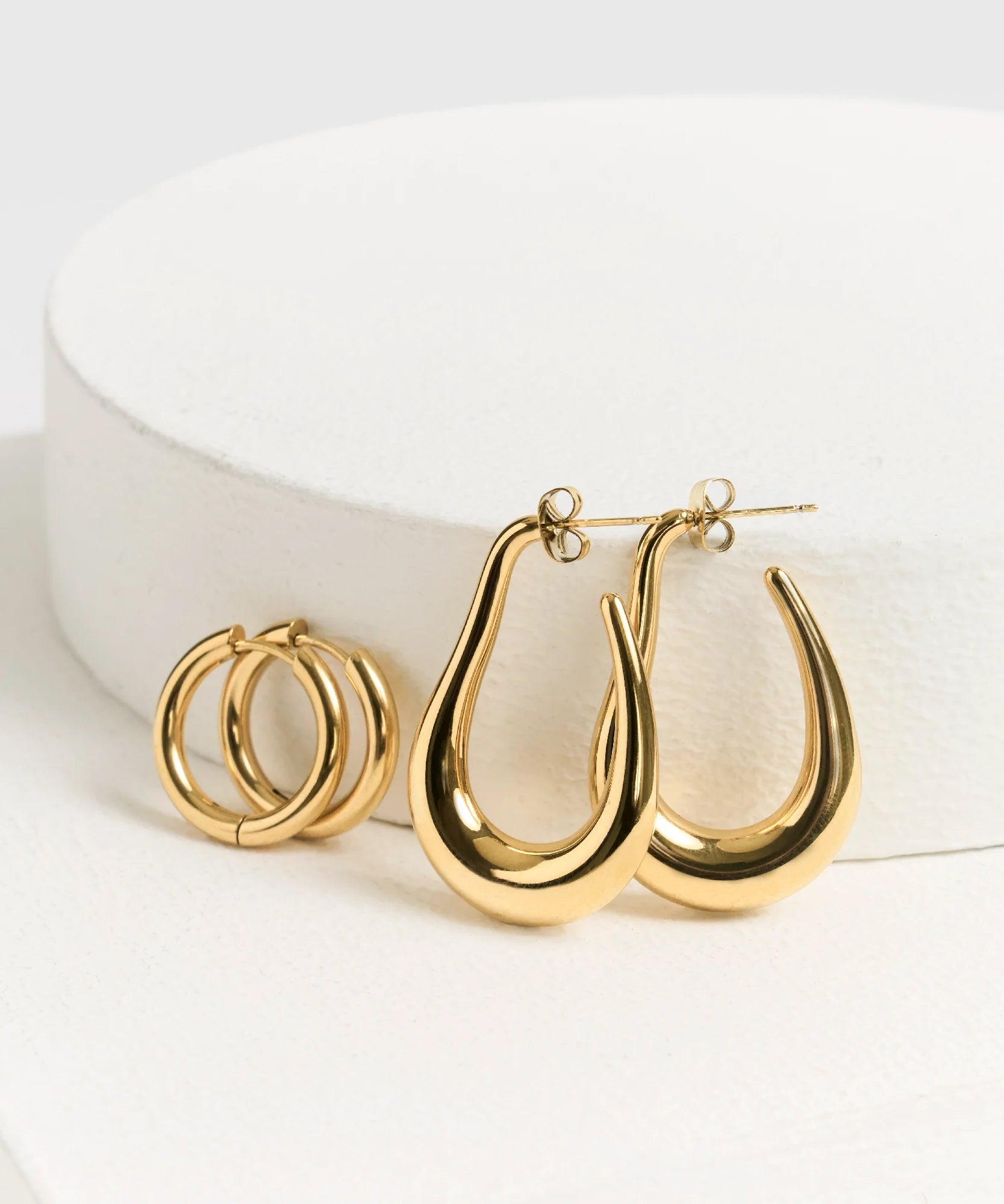 Set Aros Argollas Acero Inoxidable Woman