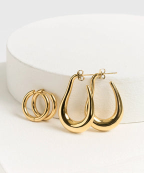 Set Aros Argollas Acero Inoxidable Woman