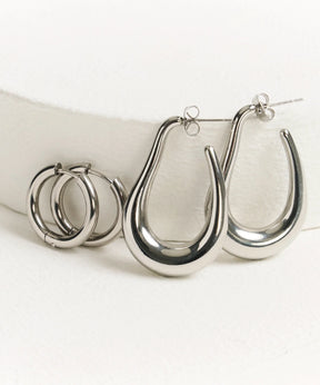 Set Aros Argollas Acero Inoxidable Woman
