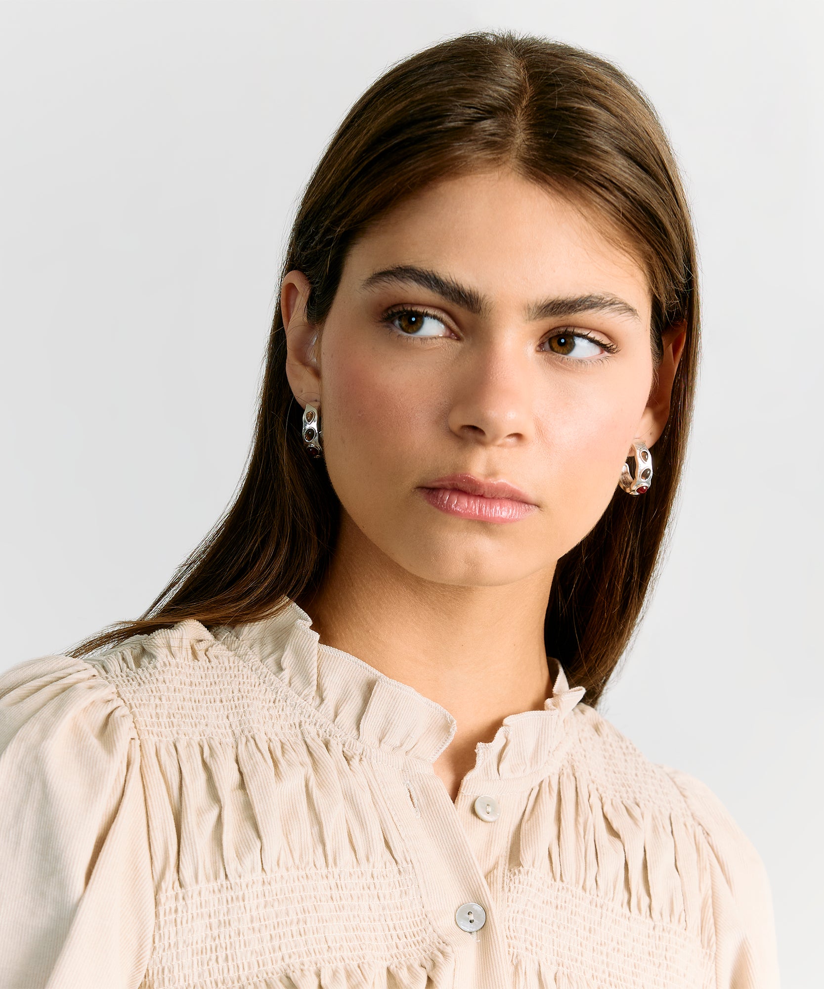 Aros Argollas Machacadas Piedras Boho