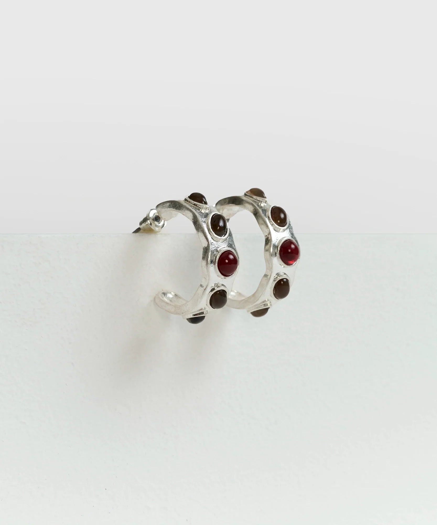 Aros Argollas Machacadas Piedras Boho