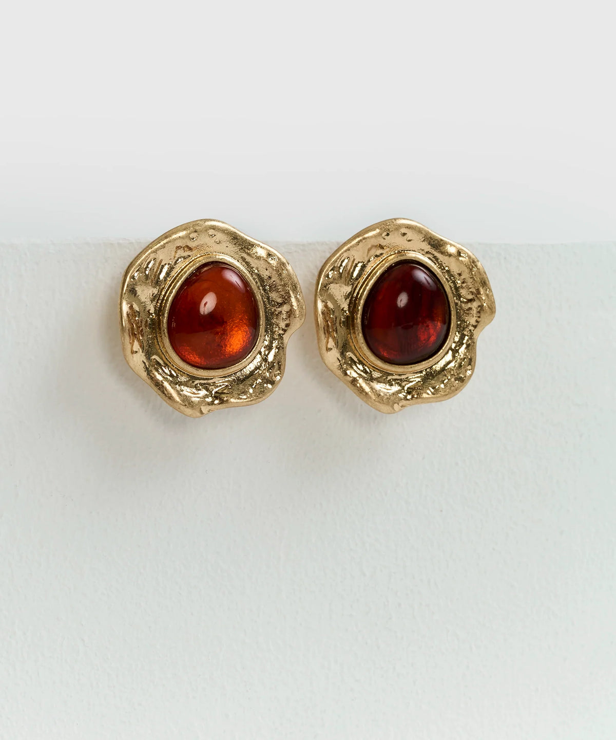 Aros Clip Machacado Piedra Boho