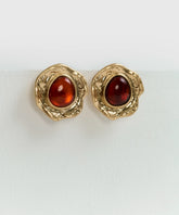 Aros Clip Machacado Piedra Boho