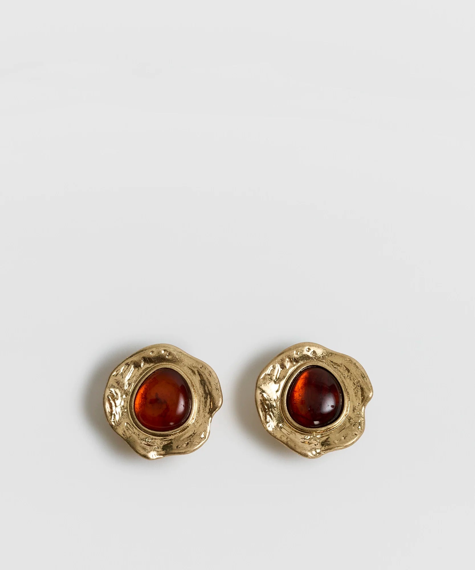 Aros Clip Machacado Piedra Boho