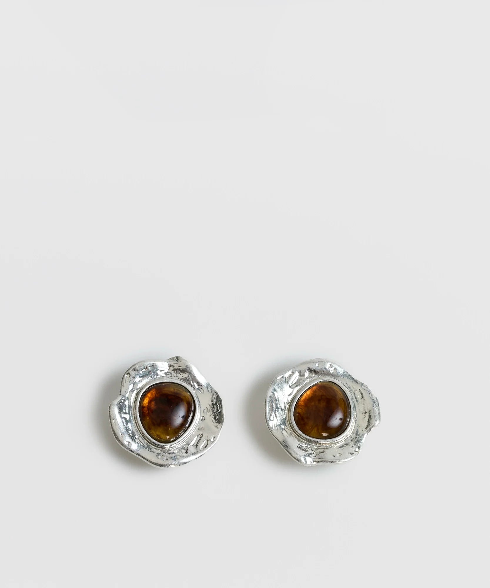 Aros Clip Machacado Piedra Boho