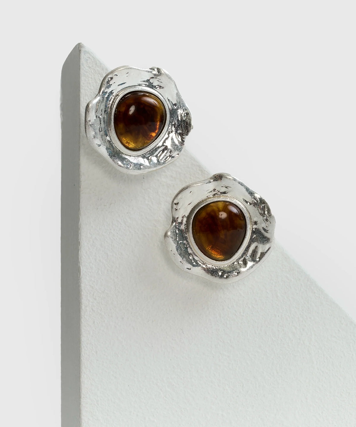 Aros Clip Machacado Piedra Boho